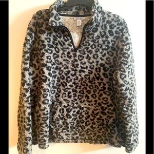 Super cute animal print sherpa pullover